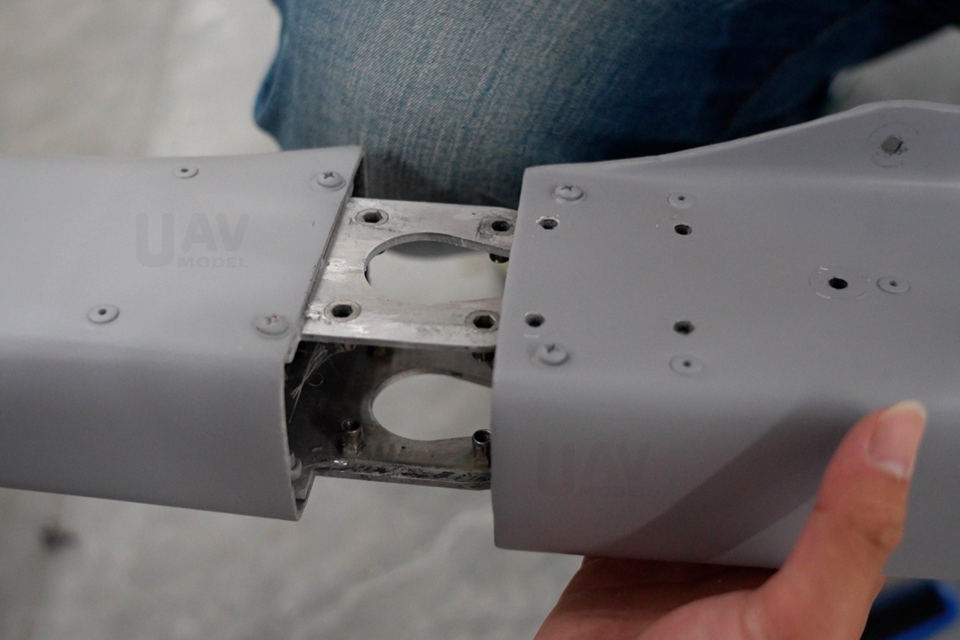 Close-up of Skyeye Wingspan 6000MM VTOL UAV drone assembly detail.