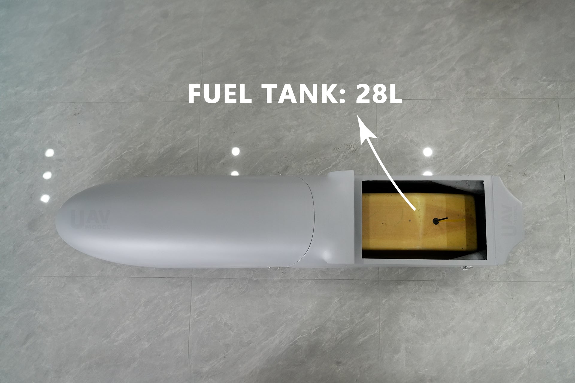 28-liter fuel tank compartment of Skyeye Wingspan 6000MM VTOL UAV drone.