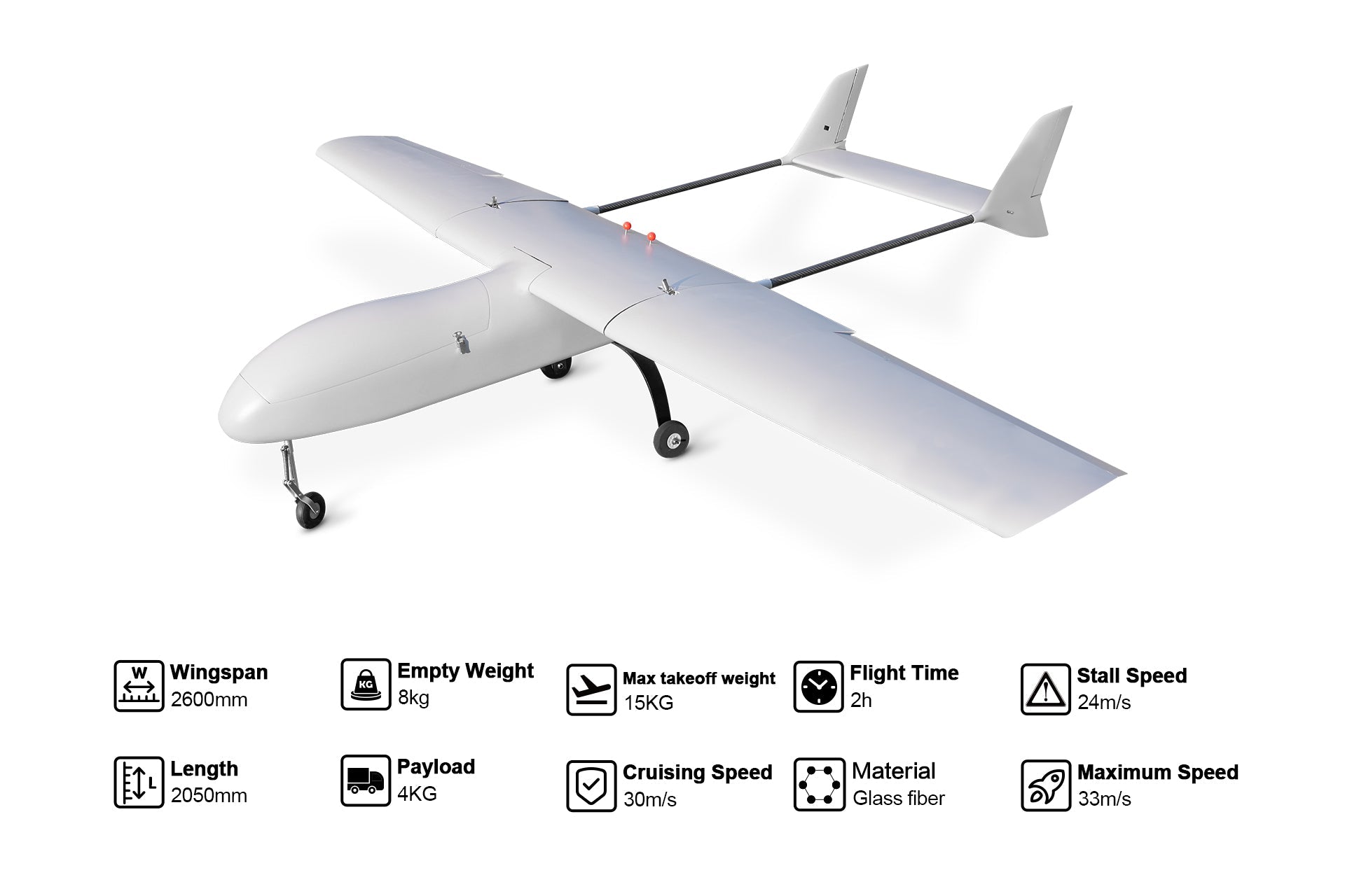 Skyeye UAV Little SRH260 Fixed Wing Drone Motor H-Tail