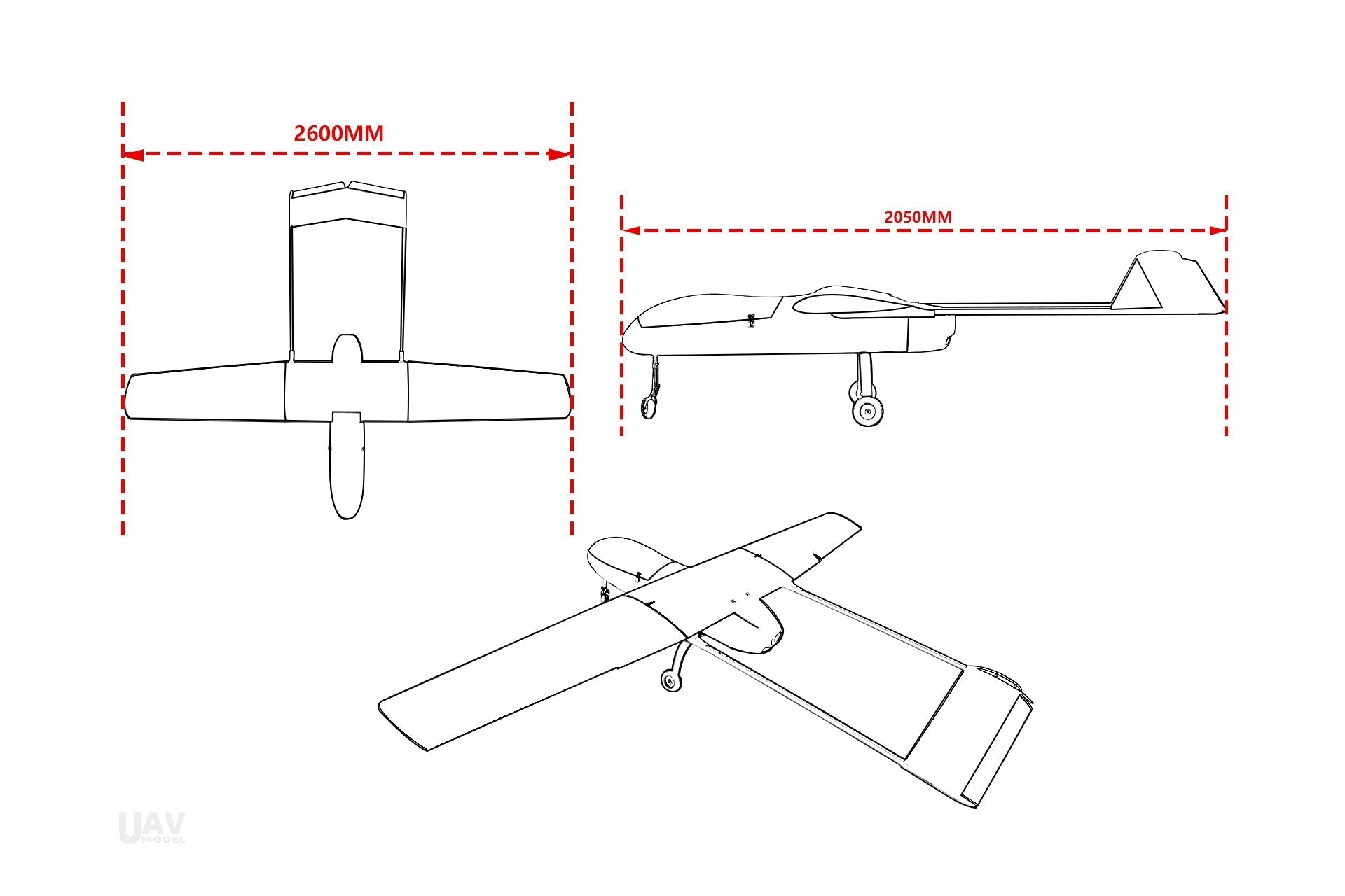 Skyeye UAVSkyeye UAV Little SRV260 Fixed Wing Drone Engine V-TailUAVMODEL