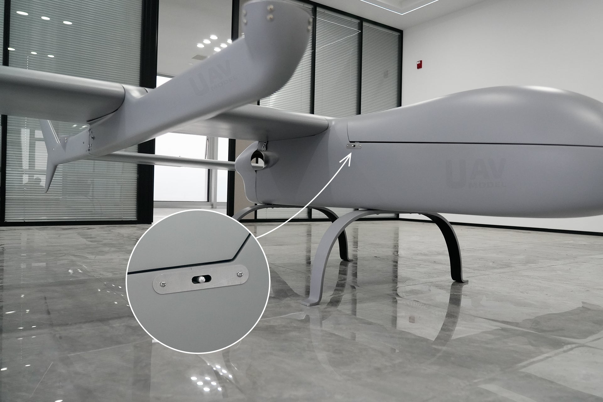 Skyeye Wingspan 6000MM VTOL UAV drone in indoor setting.