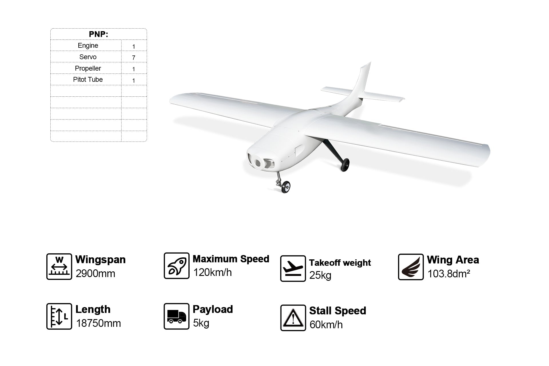 Skyeye Glass fiber 2900mm UAV Fixed Wing Drone